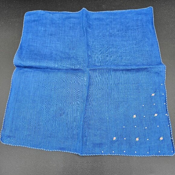 Lot of 10 VTG linen/cotton handkerchiefs assorted colors, patterns and sizes - Picture 8 of 15